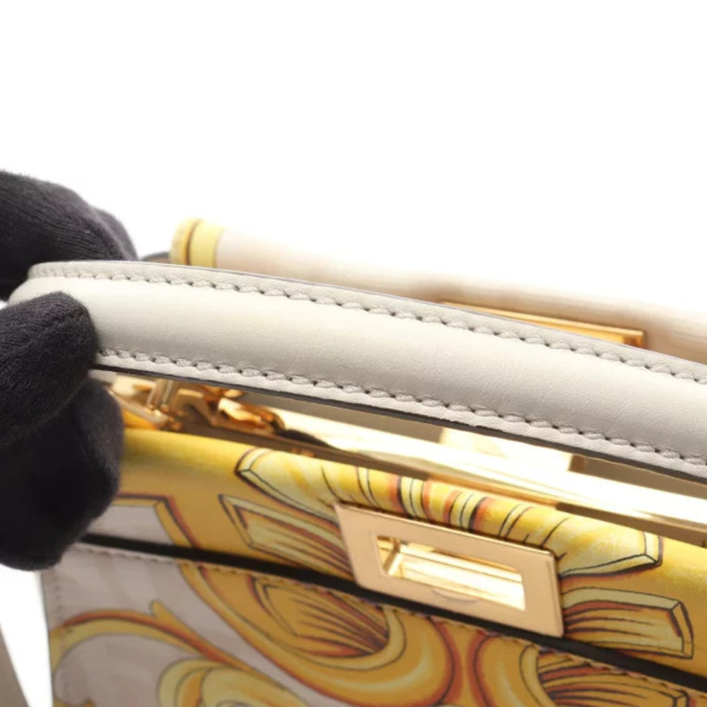 Fendi Handbag Peekaboo Versace  OFF Yellow Leather White - Picture 5 of 6
